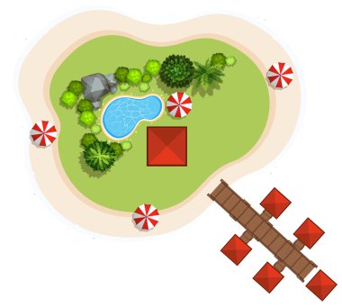 Yüzme Havuzu ve köprü ile hava manzara