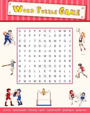 Spor hakkında kelime bulmaca ile oyun şablonu