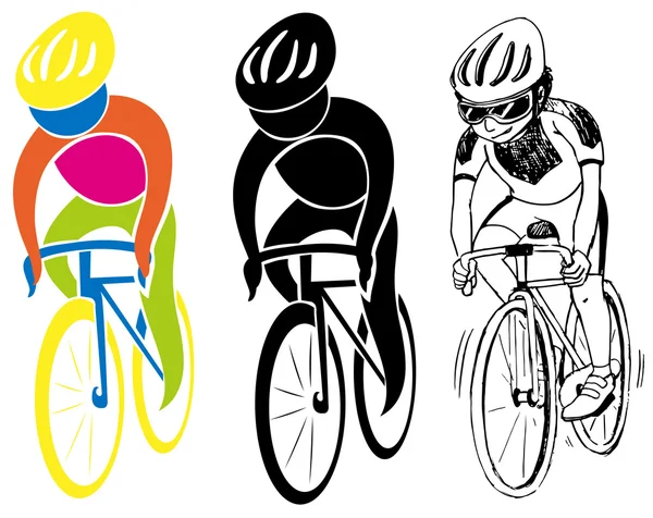 Iconos deportivos para el ciclismo — Vector de stock