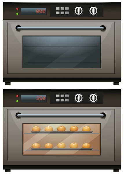 Oven with and without food in it