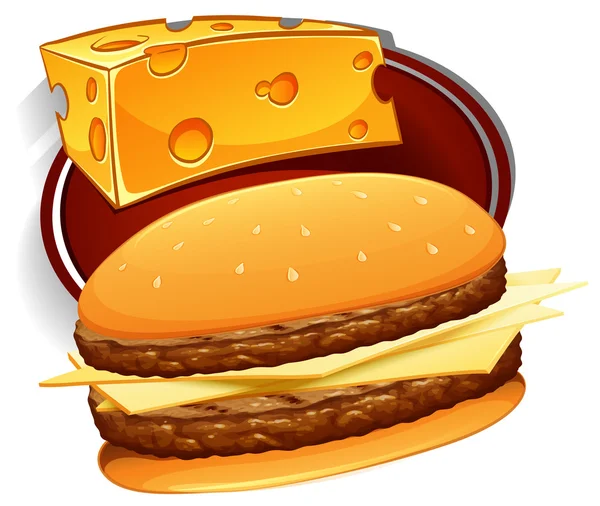 Hamburger with meat and cheese — Stock Vector