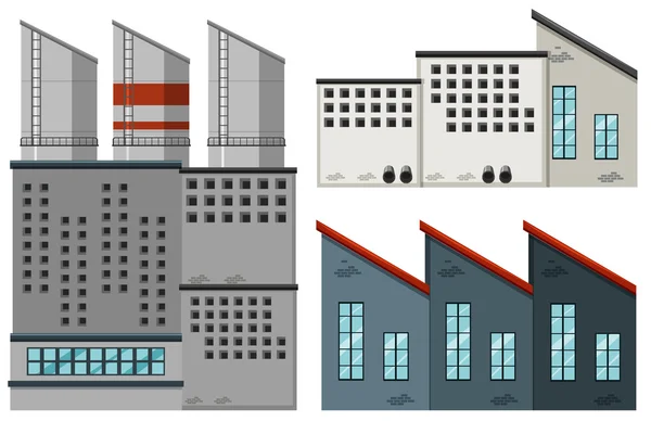 Factory buildings in different designs — Stock Vector