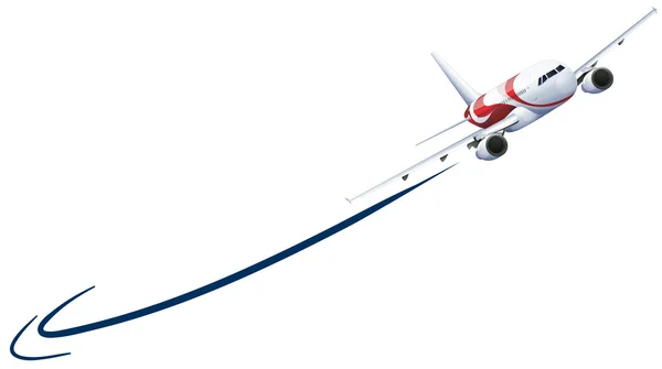 Flugzeug fliegt auf weißem Hintergrund hoch — Stockvektor
