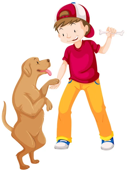 Kleine jongen en huisdier hond — Stockvector