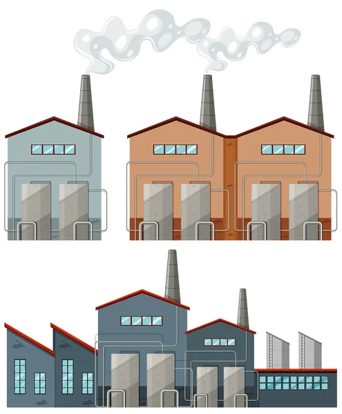 Fabrieksgebouwen met schoorstenen — Stockvector