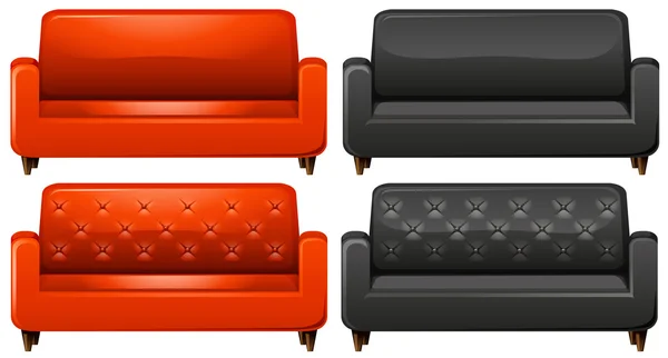 Red and black sofa — Stock Vector