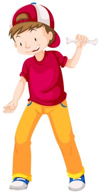 Mutlu çocuk tutan kemik 