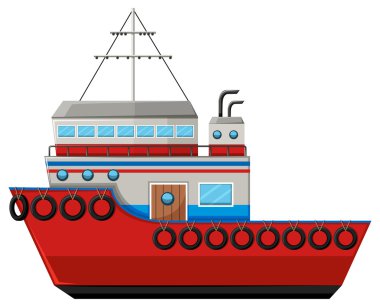 Beyaz arka plan üzerinde balıkçı teknesi