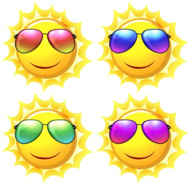 Güneş güneş gözlüğü farklı renk giymiş