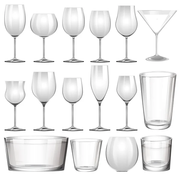 Set of wine glasses and cups — Stock Vector