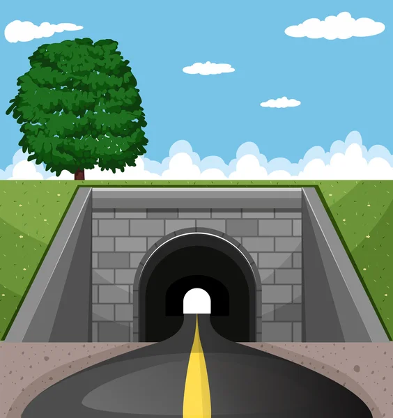 Road going through the tunnel — Stock Vector