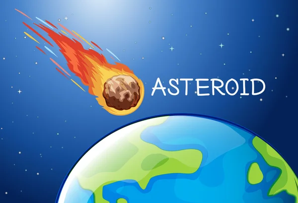 Asteroide volando en el espacio — Vector de stock