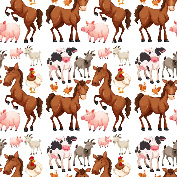 Seamless background with farm animals — Stock Vector