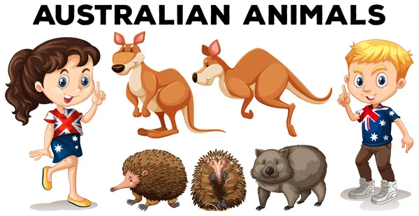 Conjunto de animales salvajes australianos — Archivo Imágenes Vectoriales