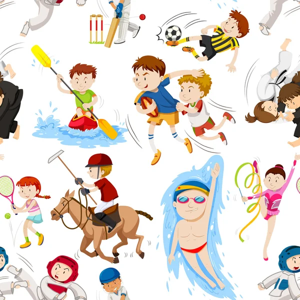 Fondo sin fisuras con muchos deportes — Vector de stock