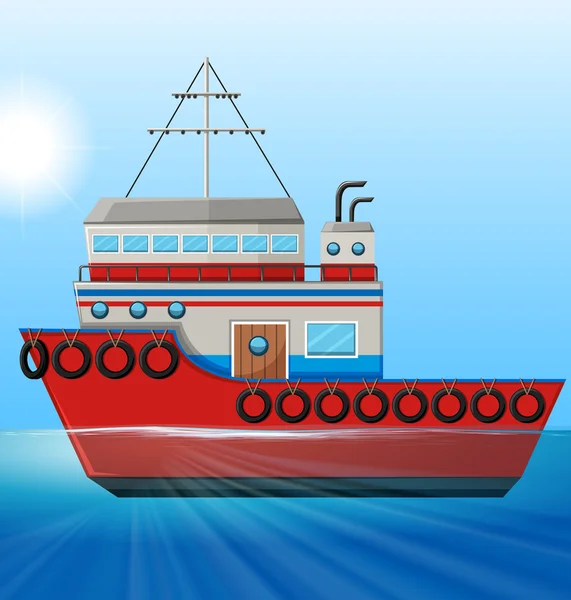 Tugboat floating in the ocean — Stock Vector