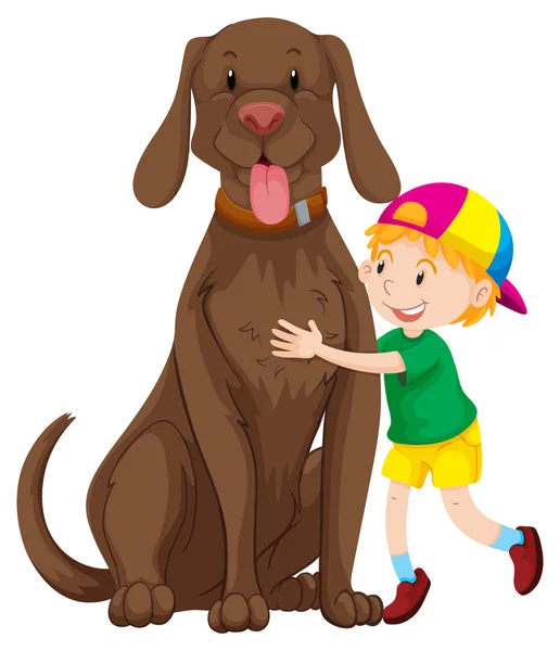 Kleine jongen en grote hond — Stockvector