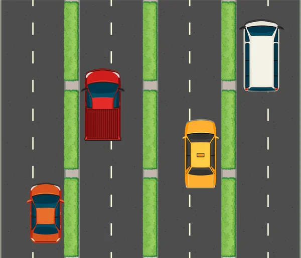 Scène aérienne avec des voitures sur les routes — Image vectorielle