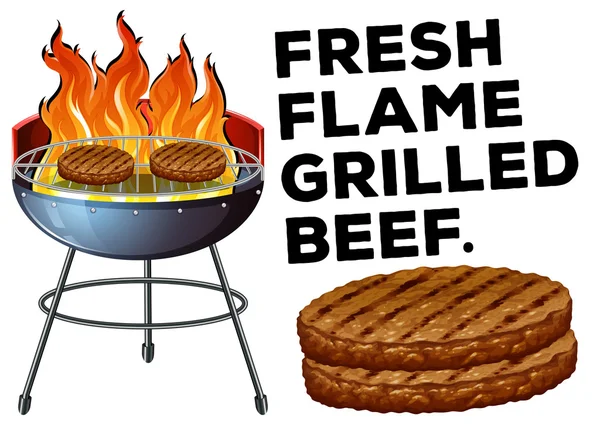 Carne grelhada no fogão para churrasco — Vetor de Stock