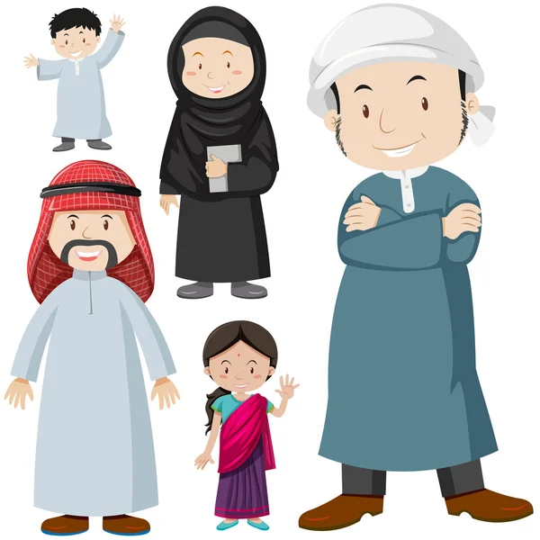 身着传统服装的穆斯林人 — 图库矢量图片