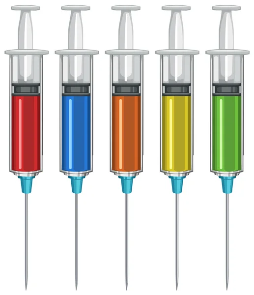 Syringe met vloeibare medicijnen binnen — Stockvector