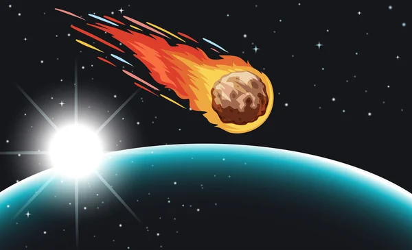 Komeet vliegen in de ruimte — Stockvector