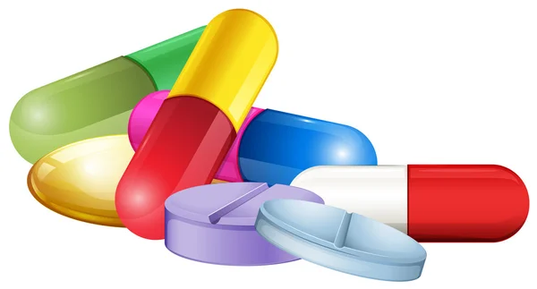 Stapel von Tabletten und Pellets — Stockvektor