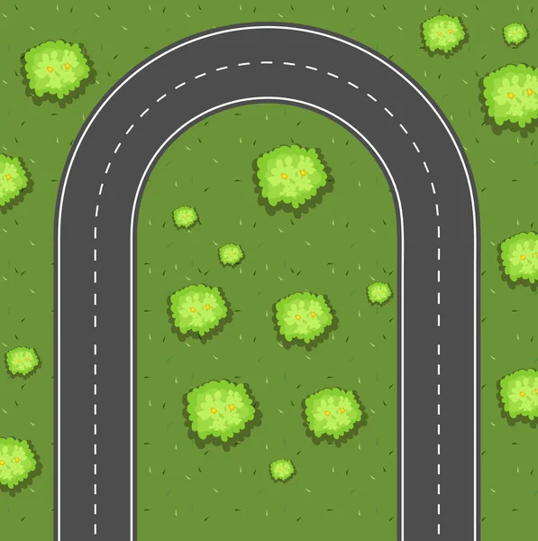 Vista aérea de la carretera de giro en U — Vector de stock