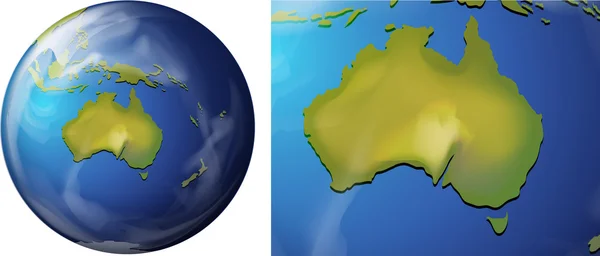 Australien Karte auf dem Globus — Stockvektor