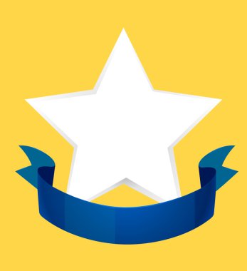 Logo tasarımı yıldız ve mavi kurdele ile