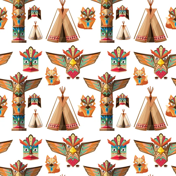 Seamless background with totem poles — Stock Vector