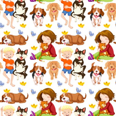 Çocuklar ve evcil hayvanlar ile sorunsuz arka plan