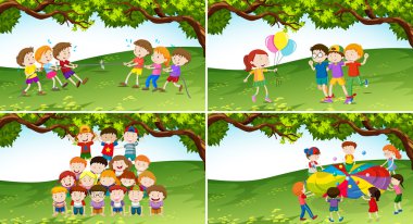 Parkta oyun oynayan çocuklar