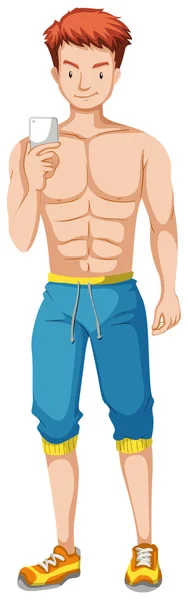 Hombre muscular tomando selfie — Vector de stock