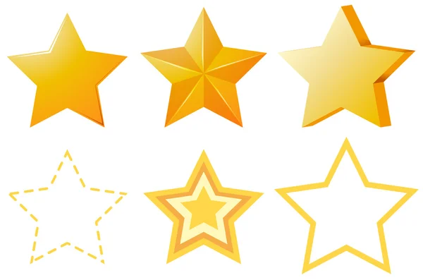 Diversi disegni di stelle d'oro — Vettoriale Stock