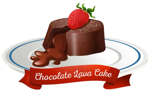 Pastel de lava de chocolate en el plato — Vector de stock