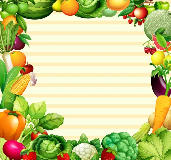 Conception de cadre avec légumes et fruits — Image vectorielle