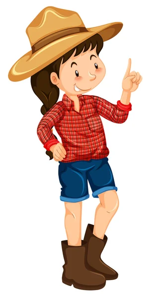 Farm girl wearing red shirt — Stock Vector