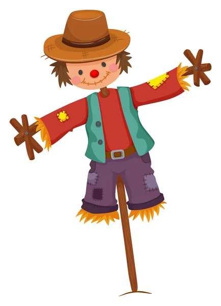 Scarecrow on wooden stick — Stock Vector