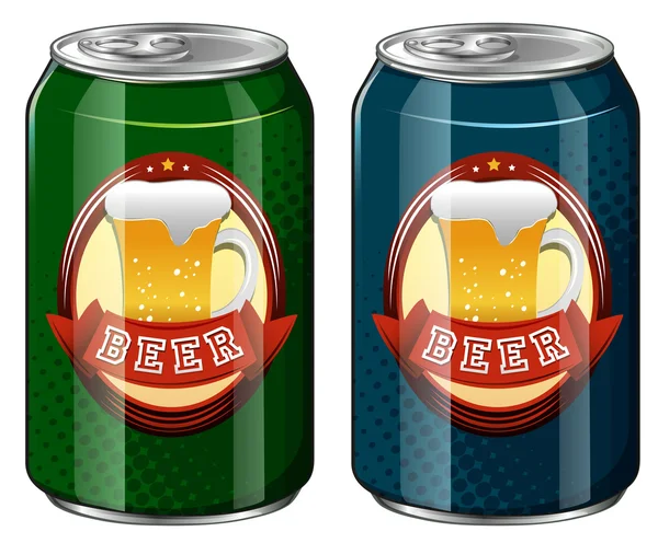 Dos latas de cerveza fresca — Archivo Imágenes Vectoriales
