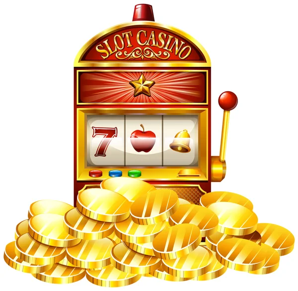 Slotmachine met gouden penningen — Stockvector