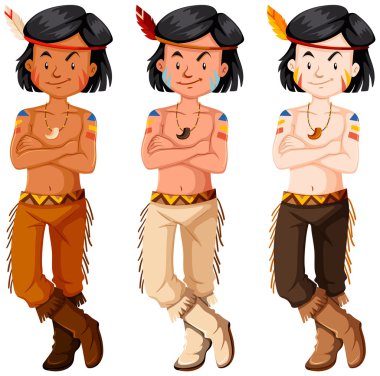 Üç yerli Kızılderili erkek