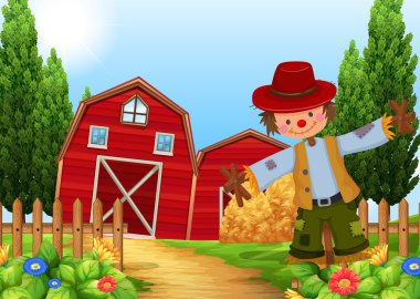 Korkuluk ve kulübeler ile bir manzara