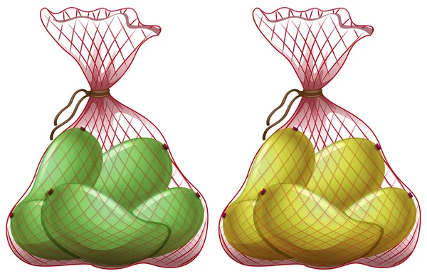 Čerstvé mango v pytlích o čisté — Stockový vektor