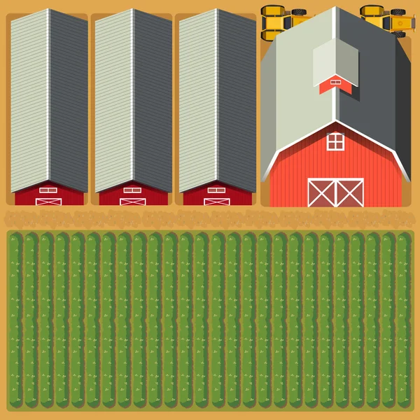 农田和作物的鸟瞰图 — 图库矢量图片