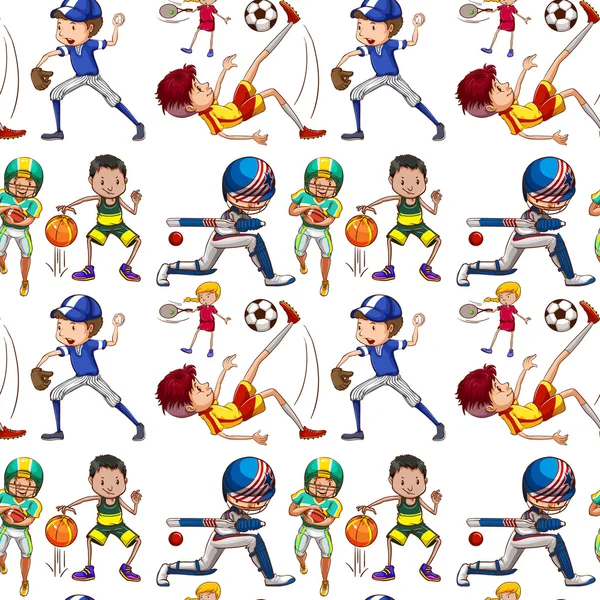 Fondo sin fisuras con la gente haciendo deportes — Vector de stock