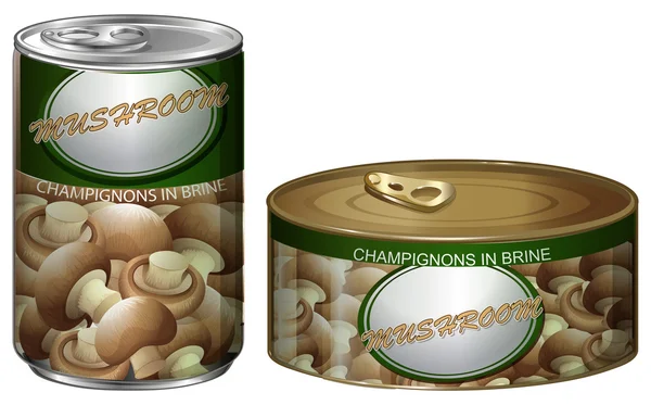 白の缶詰シャンピニオン キノコ — ストックベクタ