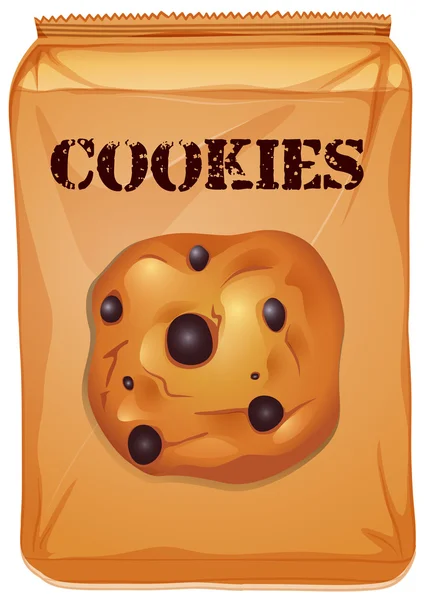 Bruine tas van chocolatechip cookies — Stockvector