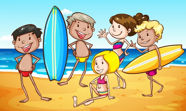 Group of people on the beach — Stock Vector