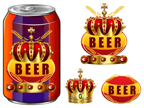 Beer in can and logo design — Stock Vector